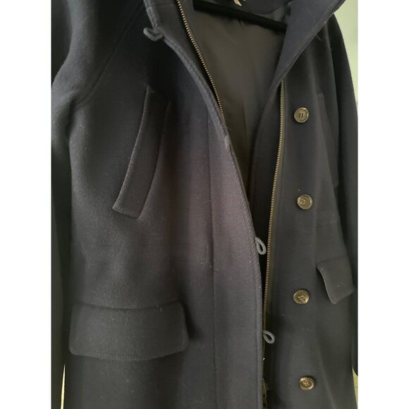 J.Crew Navy Blue Wool Blend Stadium Cloth Coat Size 8 With Button & Zip Closure - Picture 4 of 6